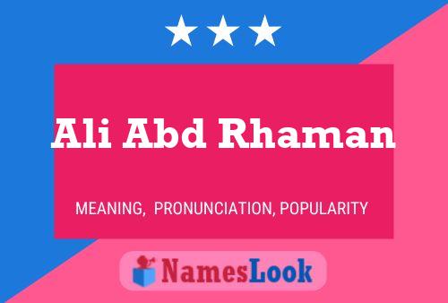 Ali Abd Rhaman Name Poster