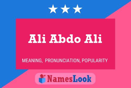 Ali Abdo Ali Name Poster