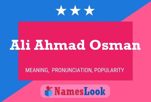 Ali Ahmad Osman Name Poster