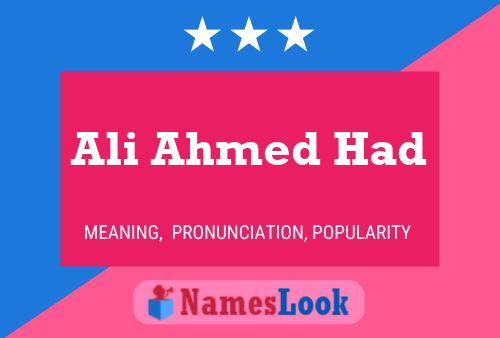 Ali Ahmed Had Name Poster