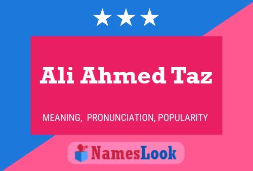 Ali Ahmed Taz Name Poster