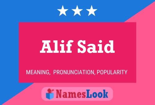 Alif Said Name Poster