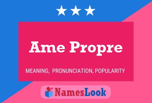 Ame Propre Name Poster