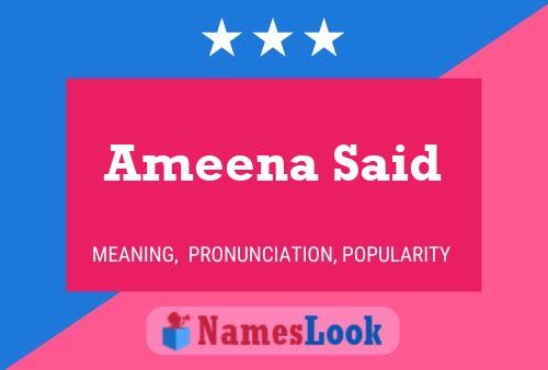 Ameena Said Name Poster