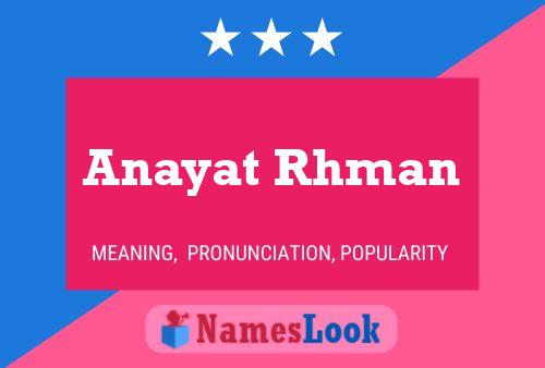 Anayat Rhman Name Poster