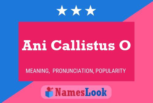 Ani Callistus O Name Poster