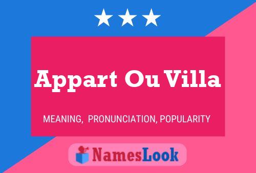 Appart Ou Villa Name Poster