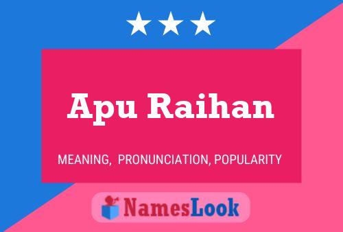 Apu Raihan Name Poster