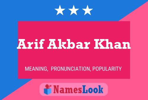 Arif Akbar Khan Name Poster