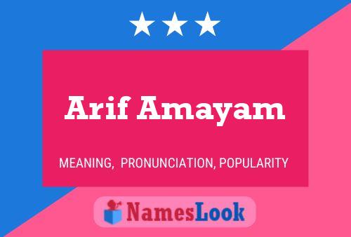 Arif Amayam Name Poster