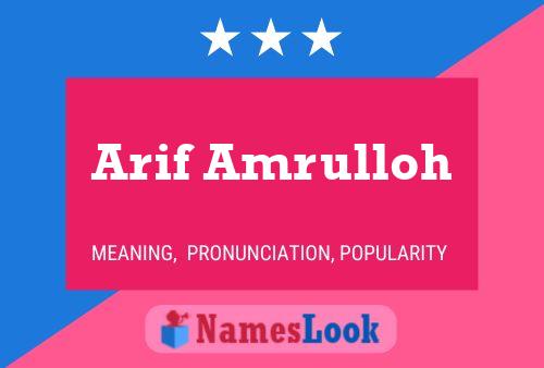 Arif Amrulloh Name Poster