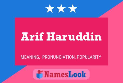 Arif Haruddin Name Poster