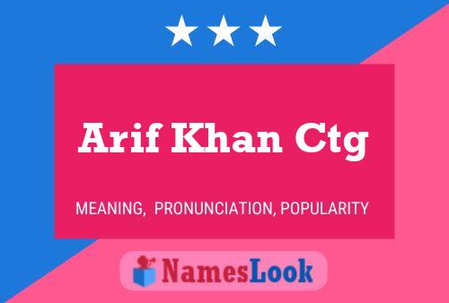 Arif Khan Ctg Name Poster