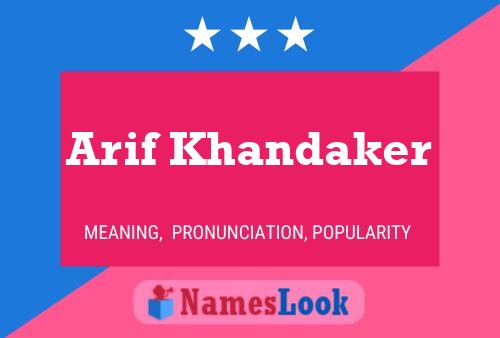 Arif Khandaker Name Poster