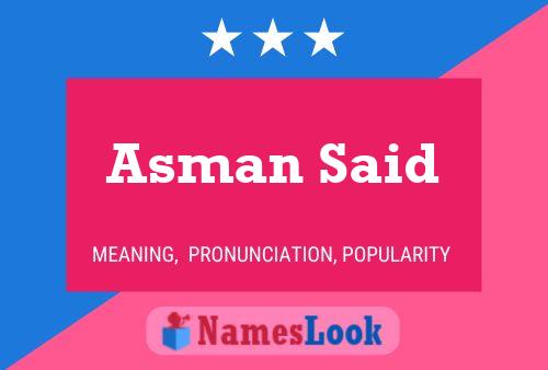 Asman Said Name Poster