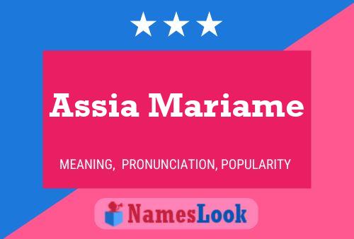 Assia Mariame Name Poster