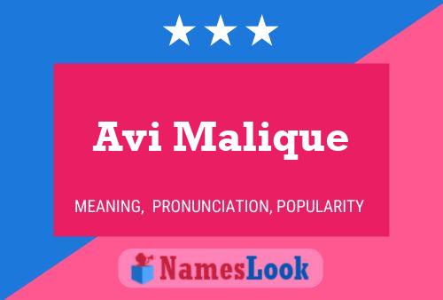 Avi Malique Name Poster