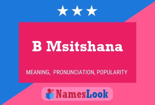 B Msitshana Name Poster