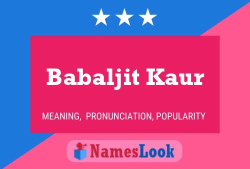 Babaljit Kaur Name Poster