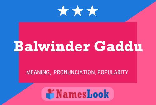 Balwinder Gaddu Name Poster