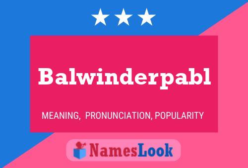 Balwinderpabl Name Poster