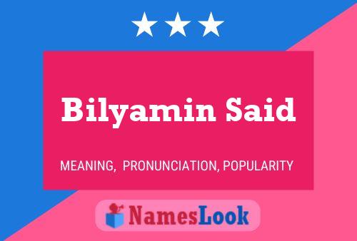 Bilyamin Said Name Poster