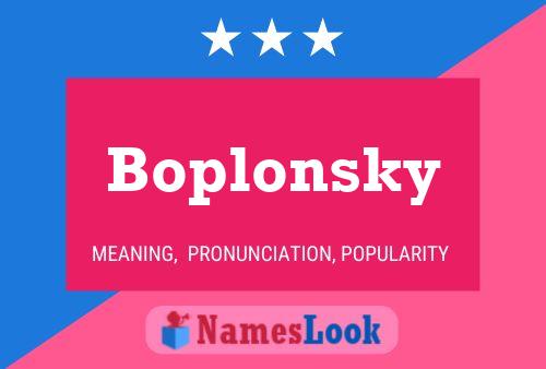 Boplonsky Name Poster