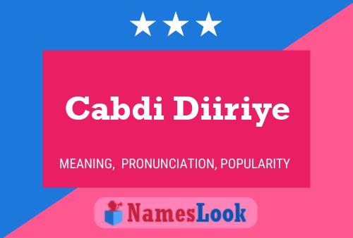 Cabdi Diiriye Name Poster