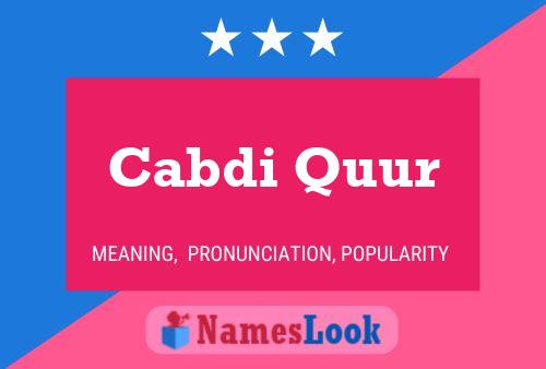 Cabdi Quur Name Poster