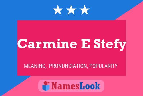 Carmine E Stefy Name Poster