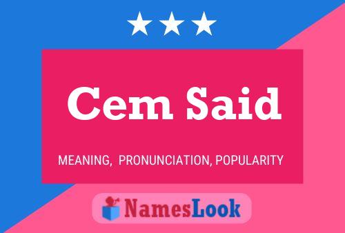 Cem Said Name Poster