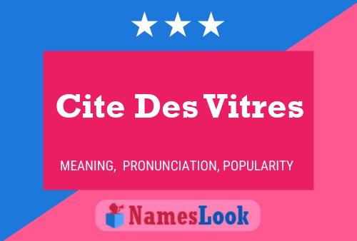 Cite Des Vitres Name Poster