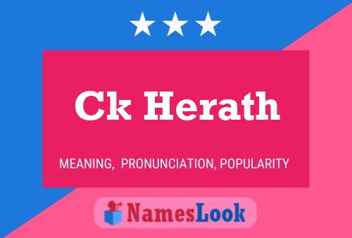 Ck Herath Name Poster