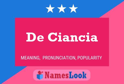 De Ciancia Name Poster