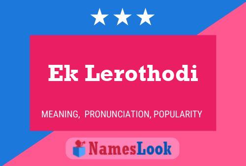 Ek Lerothodi Name Poster