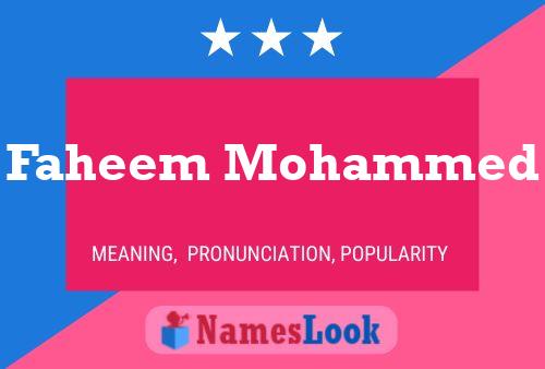 Faheem Mohammed Name Poster