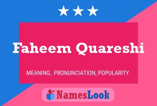 Faheem Quareshi Name Poster