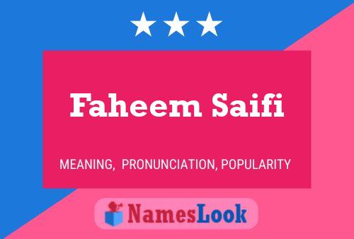 Faheem Saifi Name Poster