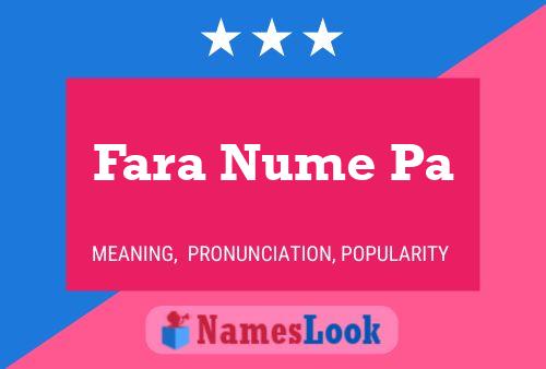 Fara Nume Pa Name Poster