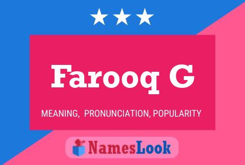 Farooq G Name Poster