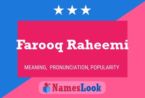 Farooq Raheemi Name Poster