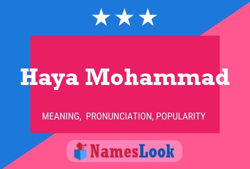 Haya Mohammad Name Poster