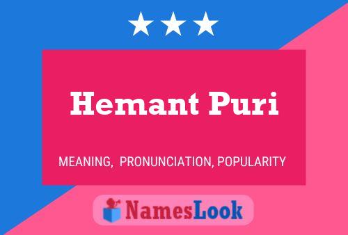 Hemant Puri Name Poster