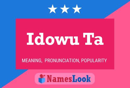 Idowu Ta Name Poster