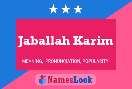 Jaballah Karim Name Poster