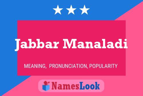 Jabbar Manaladi Name Poster