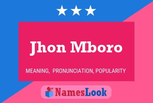 Jhon Mboro Name Poster