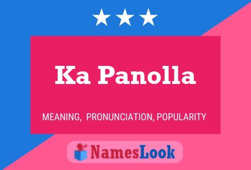 Ka Panolla Name Poster