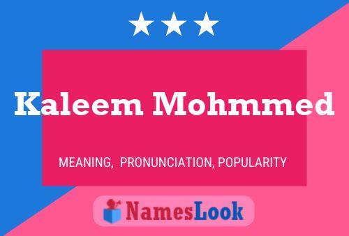 Kaleem Mohmmed Name Poster