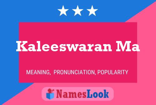 Kaleeswaran Ma Name Poster